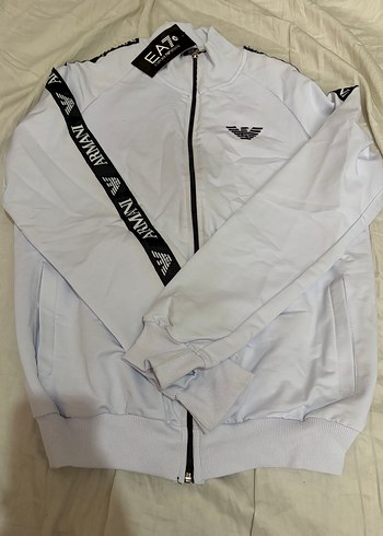 Armani Beyaz Ea7 Armani Fermuarli Spor Ceket