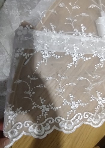 Nakışlı Beyaz Tül Perde 2 adet uzun perde tek pencereliktir - Görsel 13