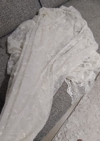 Nakışlı Beyaz Tül Perde 2 adet uzun perde tek pencereliktir - Görsel 8