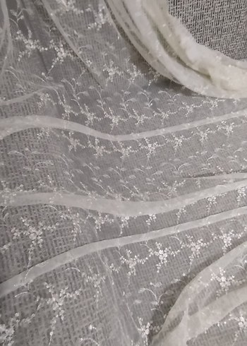 Nakışlı Beyaz Tül Perde 2 adet uzun perde tek pencereliktir - Görsel 9