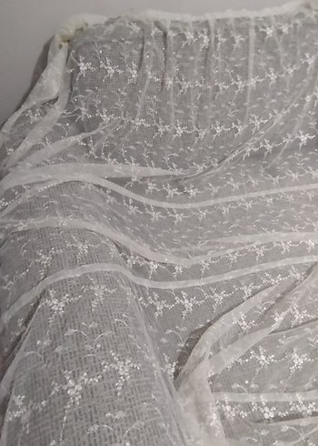 Nakışlı Beyaz Tül Perde 2 adet uzun perde tek pencereliktir - Görsel 6