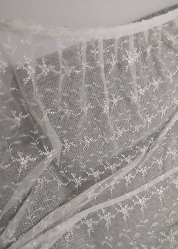 Nakışlı Beyaz Tül Perde 2 adet uzun perde tek pencereliktir - Görsel 10