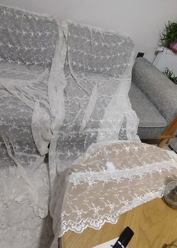 Nakışlı Beyaz Tül Perde 2 adet uzun perde tek pencereliktir - Görsel 14