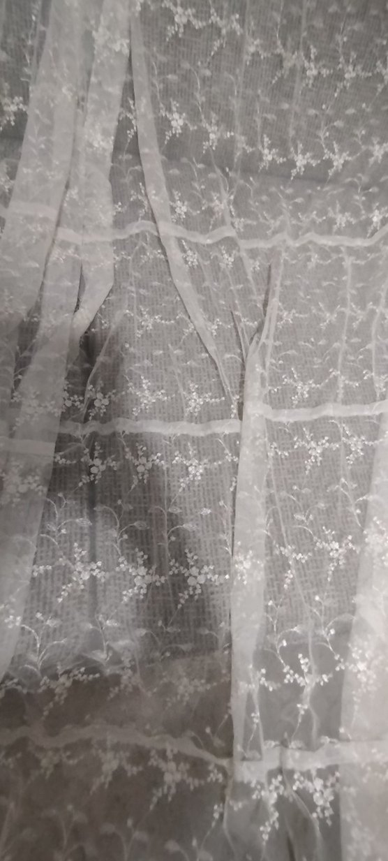 Nakışlı Beyaz Tül Perde 2 adet uzun perde tek pencereliktir - Görsel 4