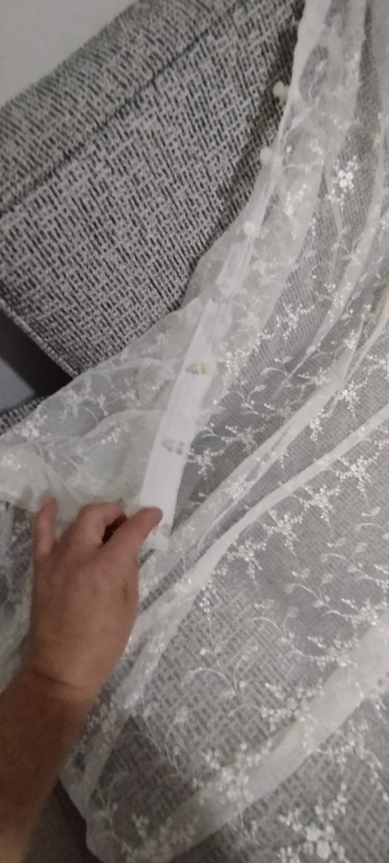 Nakışlı Beyaz Tül Perde 2 adet uzun perde tek pencereliktir - Görsel 5