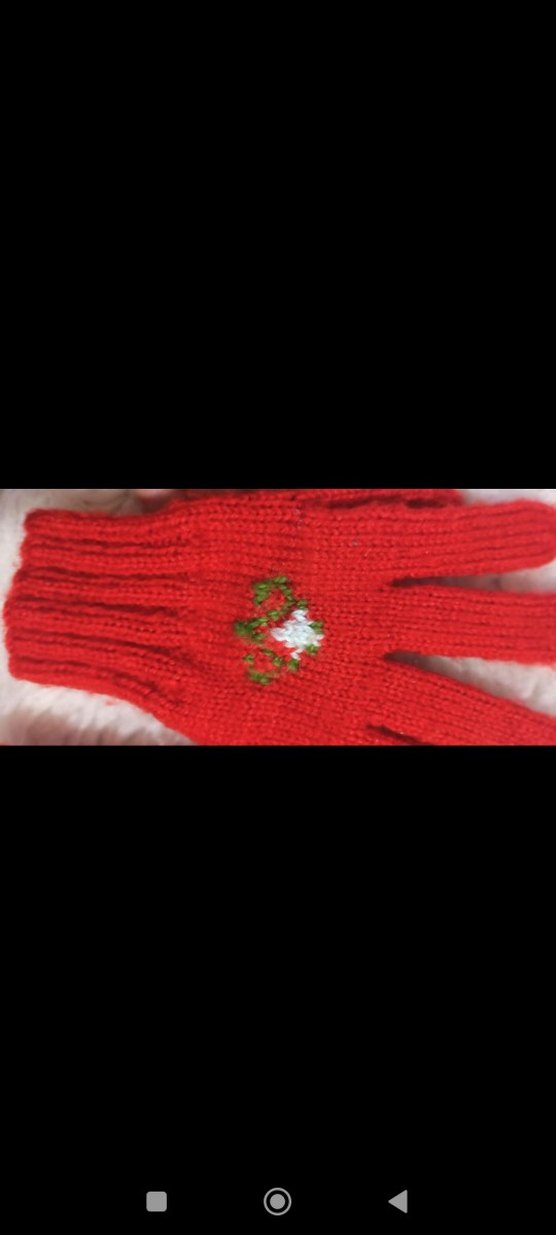 Kadın Kırmızı Örgü Eldiven - Görsel 2