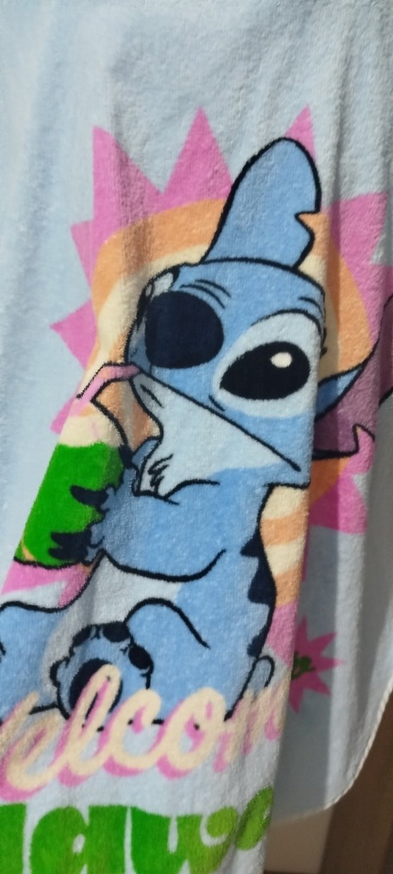 Kız Çocuk Mavi Baskılı Kapüşonlu Panço plaj havlusu - Görsel 5