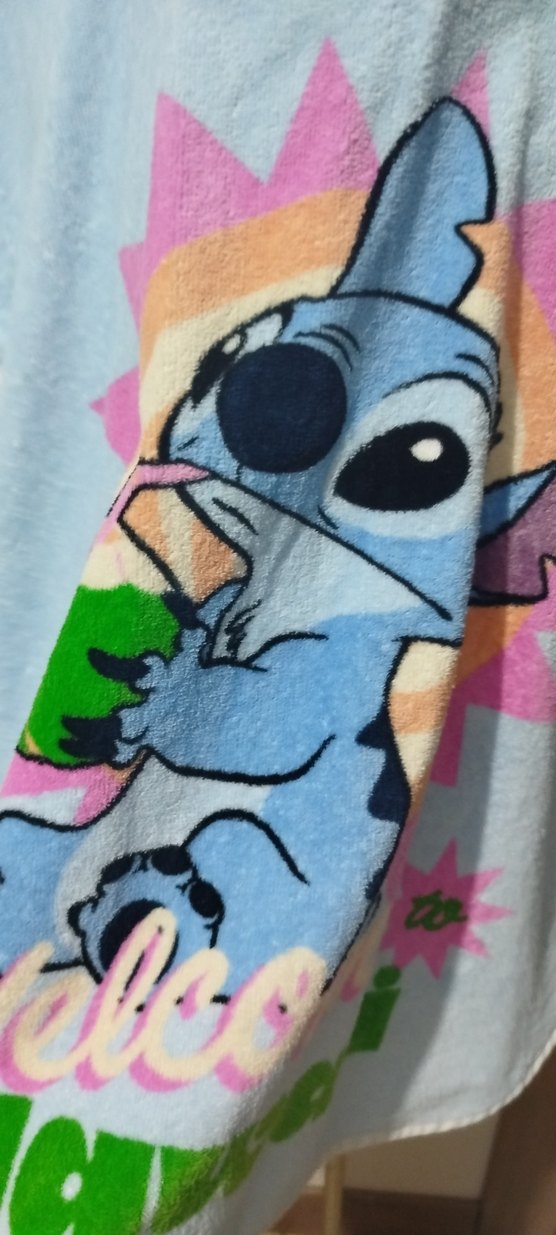 Kız Çocuk Mavi Baskılı Kapüşonlu Panço plaj havlusu - Görsel 4