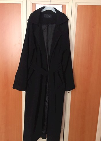 Diğer Dilara Nazan Kadın Siyah Kuşaklı Oversize Kaban