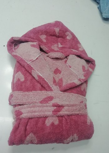 Özdilek Kapüşonlu Kalp Desenli Pembe Bornoz