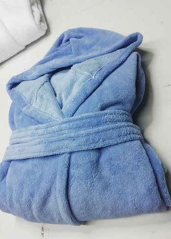 Kapüşonlu Mavi Bornoz - Görsel 2