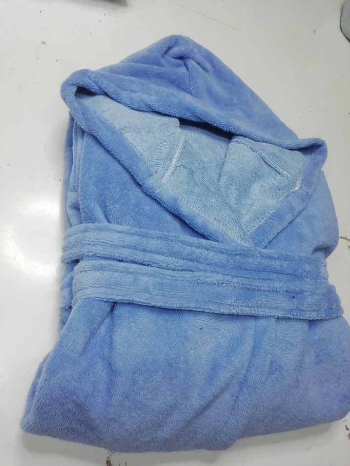 Kapüşonlu Mavi Bornoz - Görsel 3