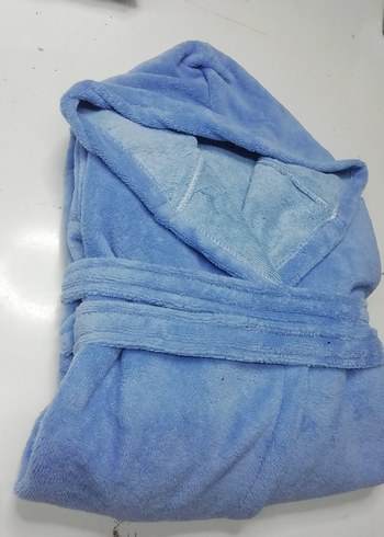 Kapüşonlu Mavi Bornoz - Görsel 2