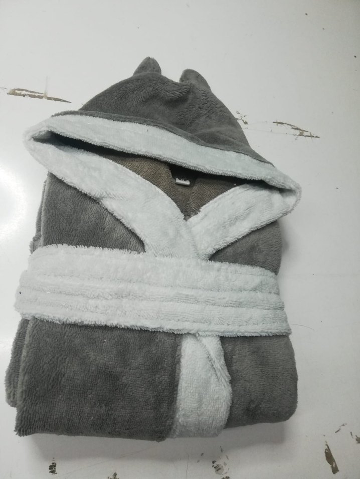 Gri Kapüşonlu Modern Bornoz 7 yaş - Görsel 3