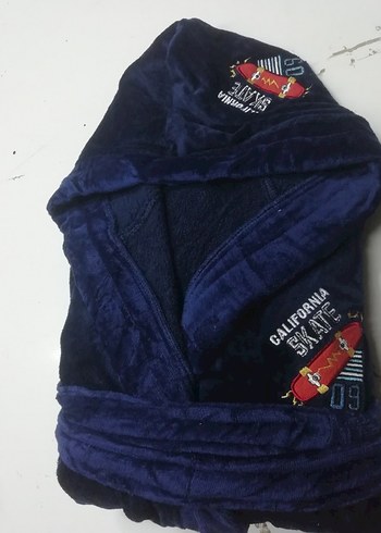 Lacivert Baskılı Erkek Çocuk Bornoz - Görsel 2