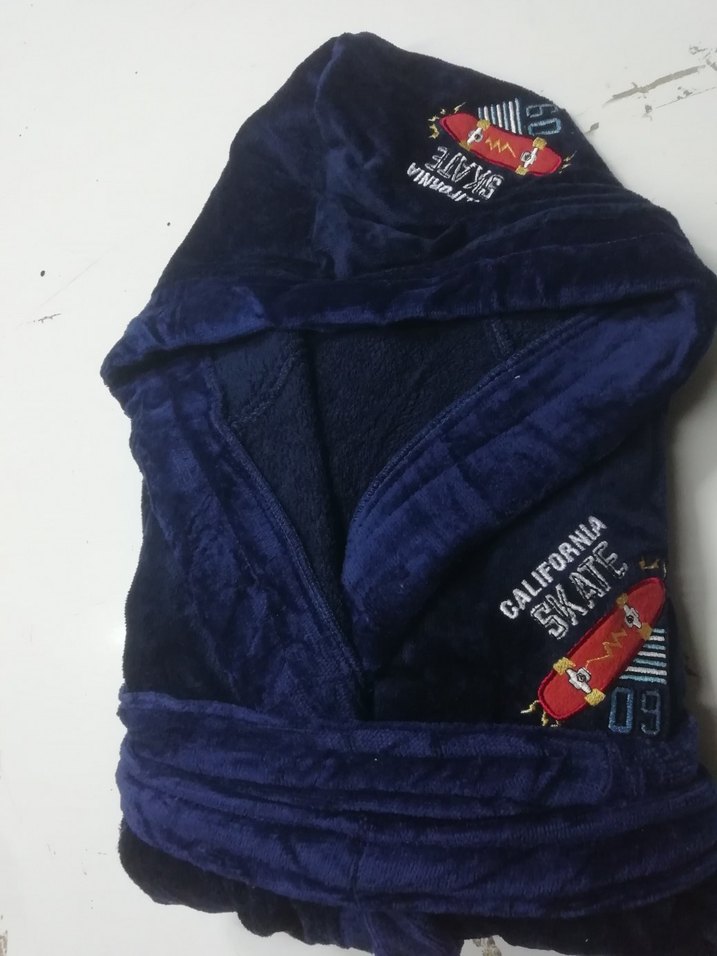 Lacivert Baskılı Erkek Çocuk Bornoz - Görsel 2