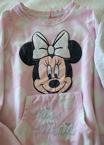 4 Yaş Beden pembe Renk Bebek Kız Pembe Minnie Baskılı Triko