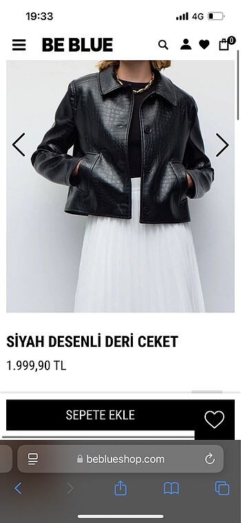 Be blue Siyah desenli deri ceket