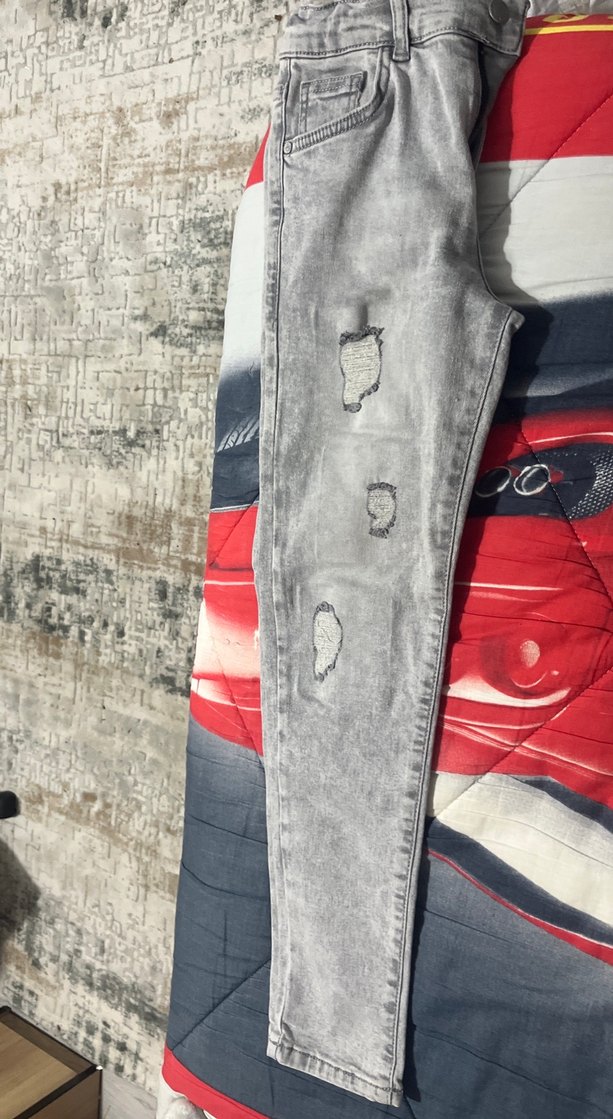 Gri  kot erkek çocuk Pantolon - Görsel 4