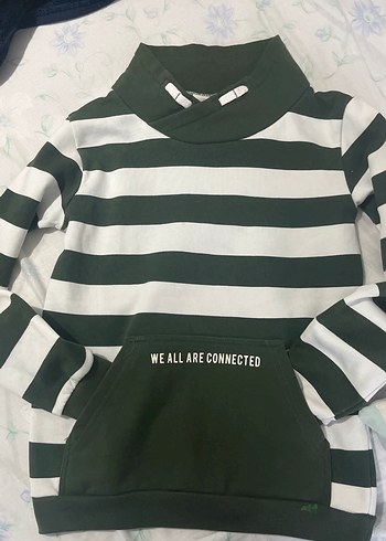 Erkek Çocuk Yeşil Çizgili Sweatshirt - Görsel 4