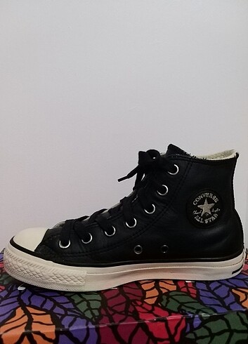 36,5 Beden siyah Renk Hakiki Deri Orjinal Converse bot spor ayakkabı