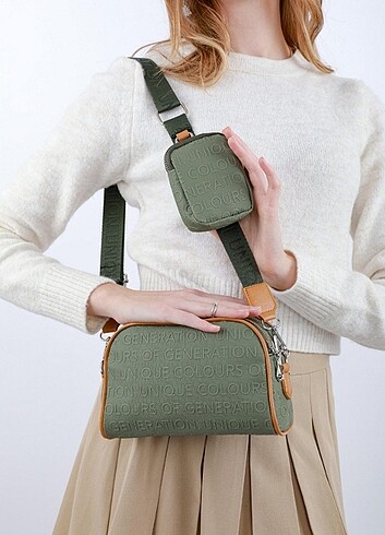 Diğer Madamra kol çantası yeşil kadın desenli cüzdan Aksesuarlı