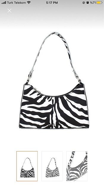 kadın zebra desenli baguette çanta