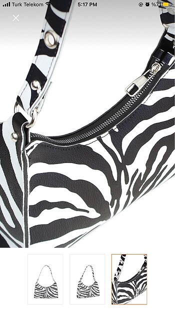 Diğer kadın zebra desenli baguette çanta