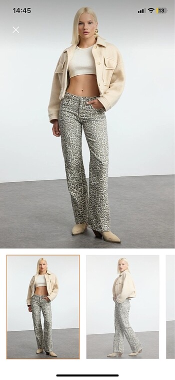 Leopar desenli jean
