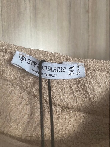 Stradivarius Stradivarius krem straplez yırtmaçlı elbise