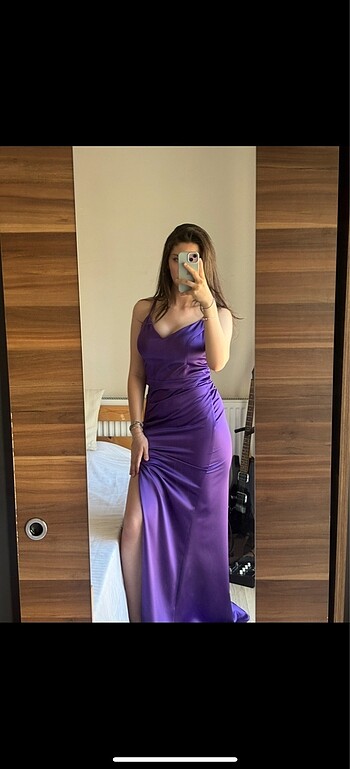 Mor abiye gece elbisesi