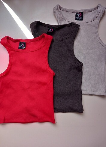 3'lü halter yaka crop 