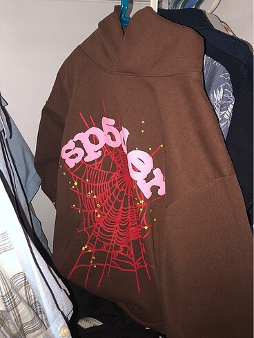 sp5der web hoodie brown sweatshirt