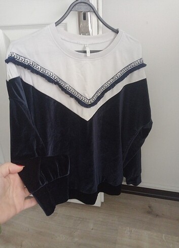 DeFacto kadife lacivert sweatshirt