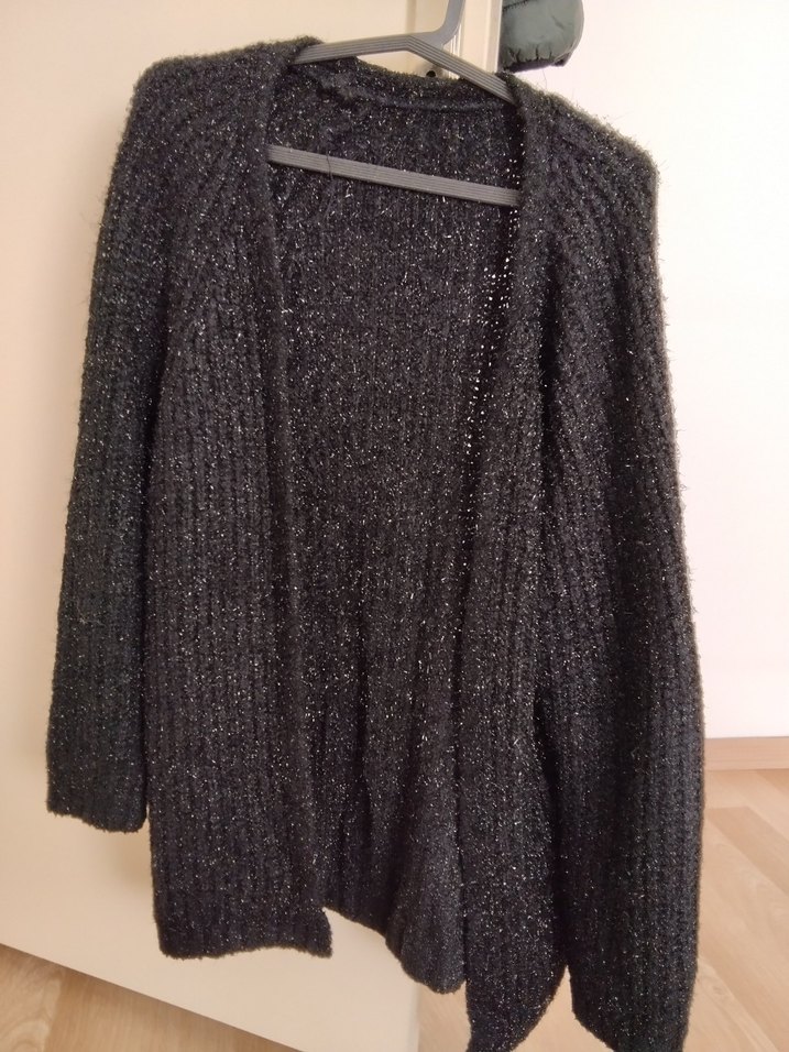 Uzun Kollu Siyah Örgü Kadın Kazak - Görsel 4