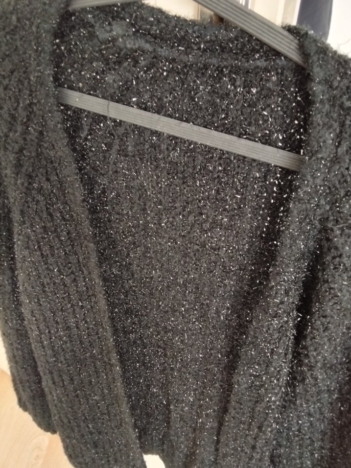 Uzun Kollu Siyah Örgü Kadın Kazak - Görsel 2