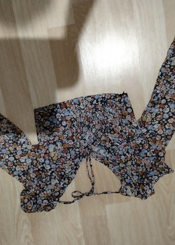 Çiçek Desenli V Yakalı Bohem Bluz - Görsel 7