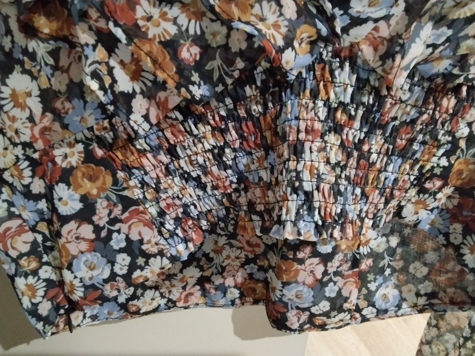 Çiçek Desenli V Yakalı Bohem Bluz - Görsel 2