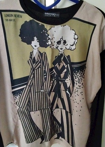 Kadın Bej Baskılı Uzun Kollu Bluz - Görsel 2