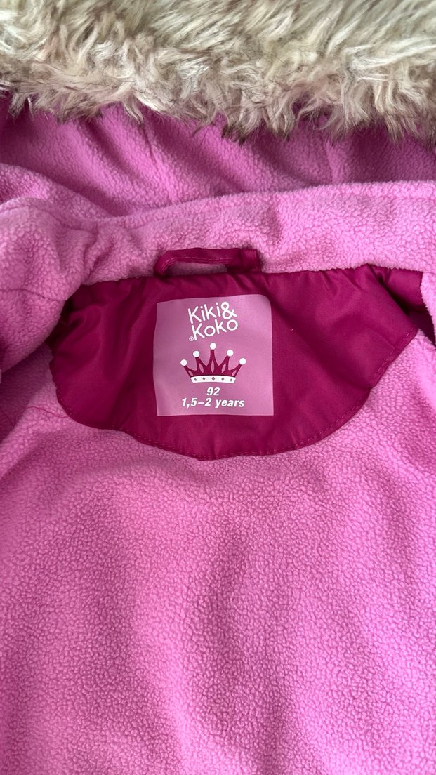 Kız Çocuk Kapüşonlu Koyu Pembe Mont - Görsel 5