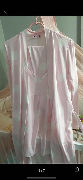 l Beden Damla sabahlıklı lohusa pijama takımı