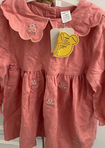 LC Waikiki Pembe Uzun Kollu Nakışlı Kız Elbisesi