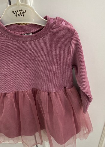 Civil Kız Çocuk Pembe Fırfırlı Uzun Kollu Elbise