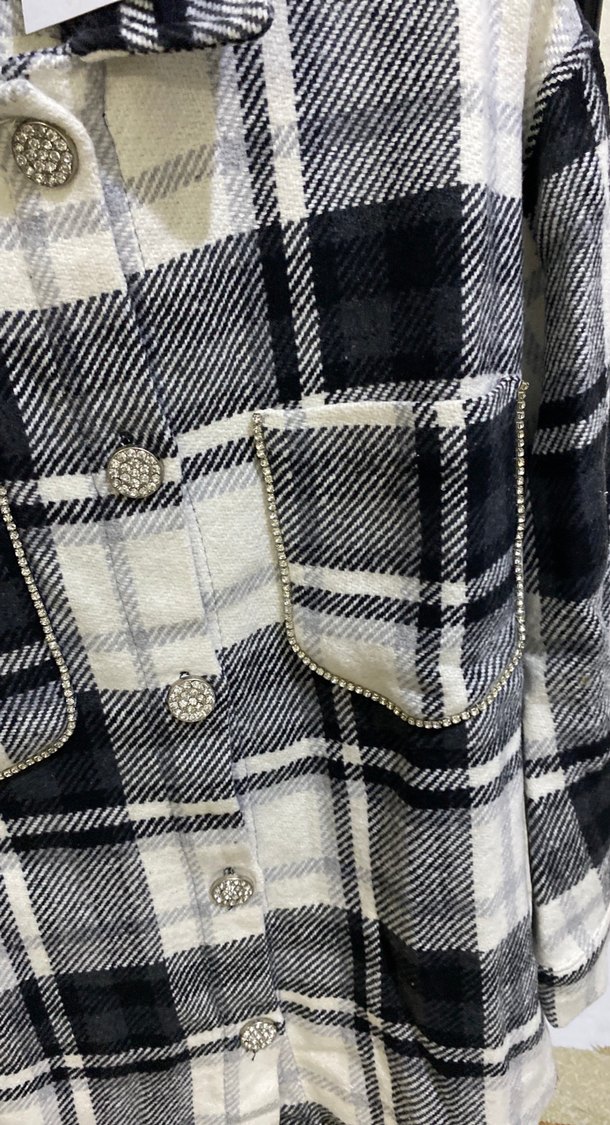 Gri Ekoseli Düğmeli Kadın Gömlek - Görsel 3