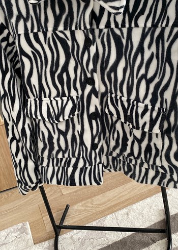 Gri Zebra Desenli Kadın ceket - Görsel 3