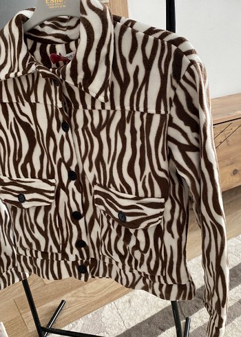 Kahverengi Zebra Desenli Kadın Ceket - Görsel 2