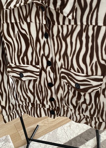 Kahverengi Zebra Desenli Kadın Ceket - Görsel 3