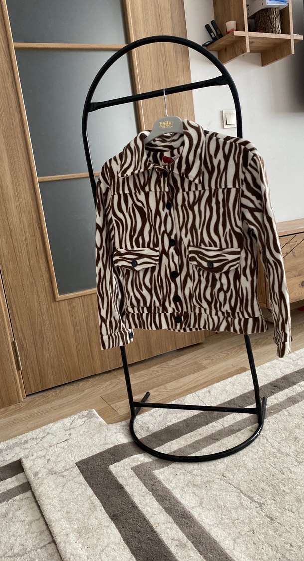 Kahverengi Zebra Desenli Kadın Ceket - Görsel 4