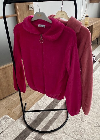 Pembe Peluş Kadın Ceket - Görsel 3