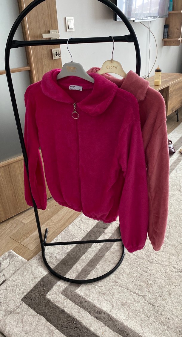 Pembe Peluş Kadın Ceket - Görsel 3